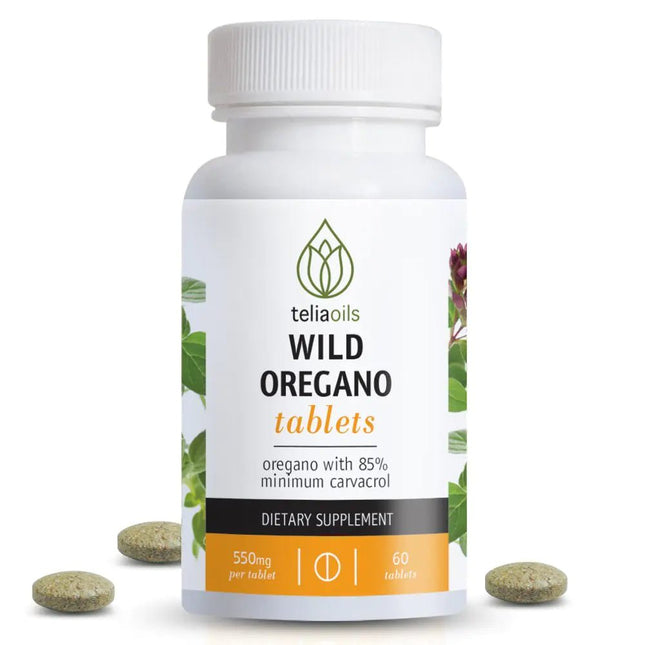 Teliaoils Wild Oregano Tablets from Oregano with Over 85% Carvacrol. Ideal to Boost The Immune System. Powerful antioxidant