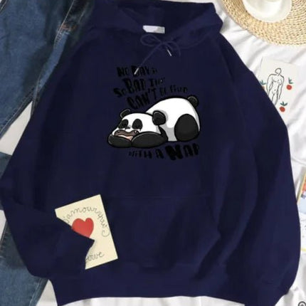 Women's Casual Loose Panda Fleece Hoodie Sweater - Lamarshop1