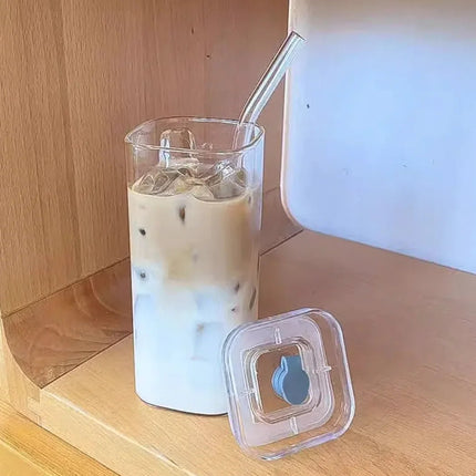 Square Transparent Coffee Cup with Lid - Lamarshop1