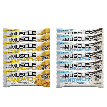Muscle Foods Muscle Sandwich Bars Variety Pack | Real Ingredients Whey Protein Isolate High Protein Bars 2 - Ounce Bars (12 Count) - Lamarshop1