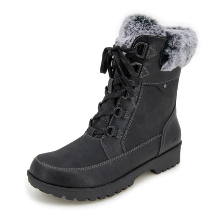 JBU Womens Antonio Fashion Lace Up Comfort Casual Waterproof Mid Calf Boot Black 9 Wide
