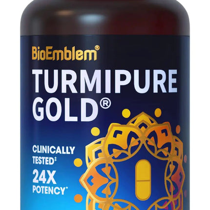 BioEmblem Turmeric Curcumin with Clinically Studied TurmiPure - 1 Small Cap Daily 24x More Absorption Than Others - Joint Support Healthy Inflammation Tumeric Supplements - Non - GMO - 30 Servings - Lamarshop1