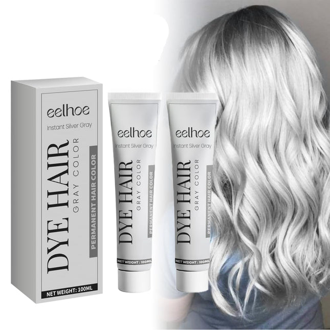 Silver Hair Dye Cream Gray Hair Dye No Bleaching-Silver Grey&Smoke Fashion Dye Light Gray Silver Color Cream Natural Hair Dye Cream Easy To Apply Color Light Gray Silver Color for All Hair Types
