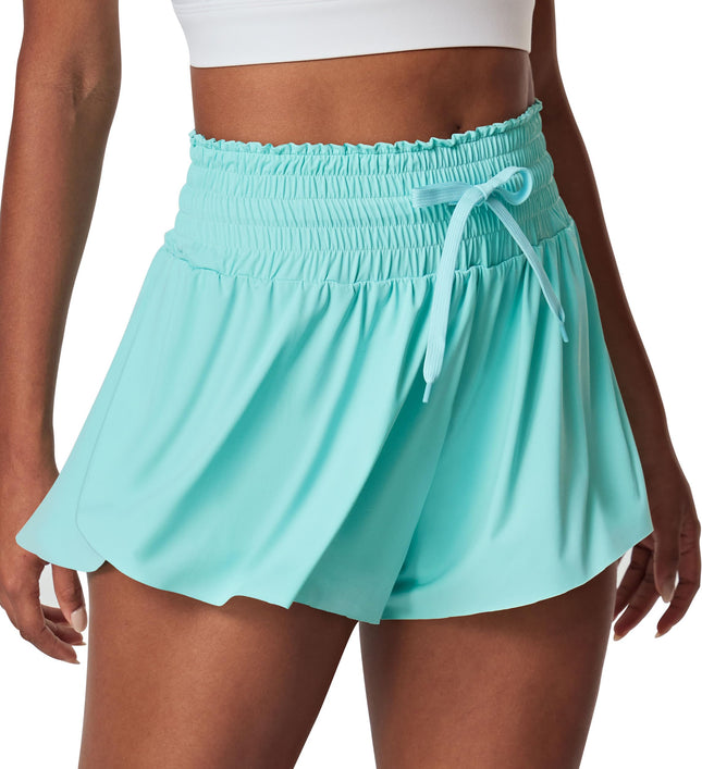 IUGA Flowy Shorts Butterfly Shorts for Women High Waisted Preppy Clothes Golf Workout Athletic Shorts Spandex Cheer Shorts Green