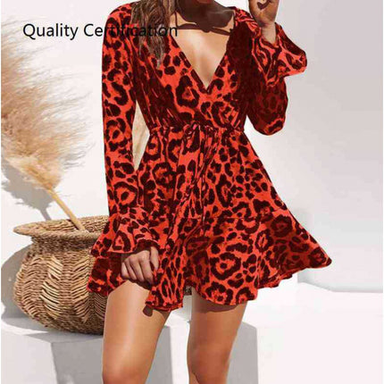 Casual Ruffle Long Sleeve A-line Mini Party Dress