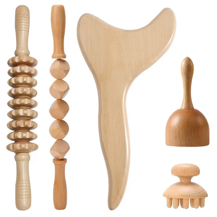 Wooden Anti-Cellulite Hand Massage Roller Set (Multiple Options)