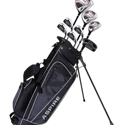 Aspire XD1 Teenager Complete Golf Set Includes Driver Fairway Hybrid 7 8 9 Wedge Irons Putter Stand Bag 3 HCS Teen Ages 13-16 Right Hand - Height 51" - 56"