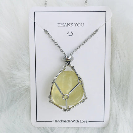 Crystal Raw Stone Pendant Necklace - Lamarshop1