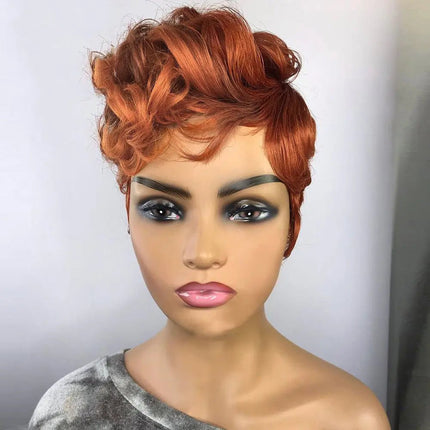 Fluffy Orange Short Curly Hair Chemical Fiber Headgear - Lamarshop1