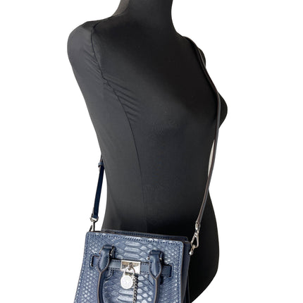 Michael Kors Hamilton XS Navy Snake Satchel Crossbody