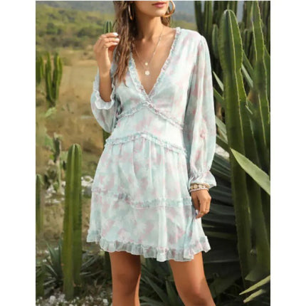 Sexy Backless Floral Dress with Ruffle Details - Lamarshop1