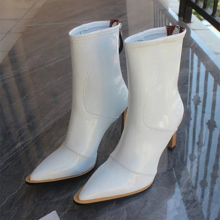 Imported Women's Leather Ankle Boots with Zipper - Lamarshop1