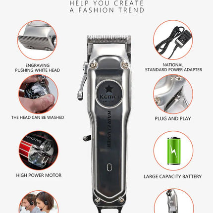 Kemei Rechargeable Electric Hair Clipper for Men