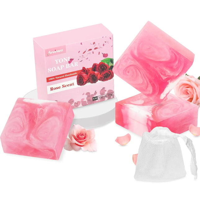 3 Pack Yoni Bar Soap Yoni Wash Yoni Soap Feminine Wash for Women PH balance 100% Natural Organic Intimate Soap for Vaginal Wash Yoni Wash Moisturizing Rose Scent Vagina Soap - Lamarshop1