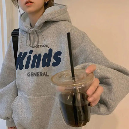 Women's Hooded Fleece Sweater with Letter Design - Lamarshop1