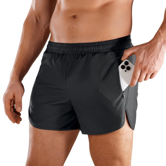 Niksa Men’s Running Shorts 3" Workout Athletic Shorts with Zipper Pockets Lightweight Quick Dry Gym Shorts Black