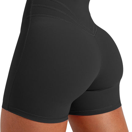 Unthewe Womens Workout Gym Biker Shorts High Waisted Athletic Booty Yoga Shorts with Tummy Control(U801-Black-L)