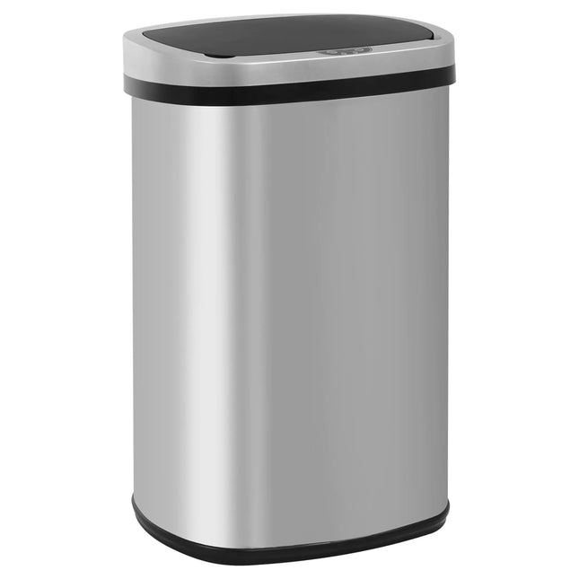 Furniture of America Verbena 13 Gallon Metal Household Trash Can Motion Sensor Lid for Kitchen Silver - Lamarshop1