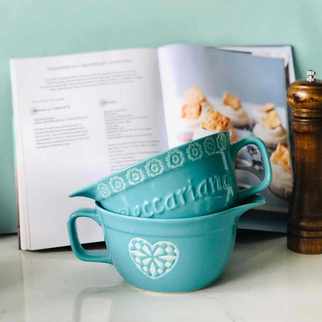 Retro Embossed Lake Blue Drainage Bowl