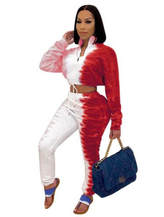 Casual Printed Stretch Sweatshirt and Waist Sports Set - Lamarshop1