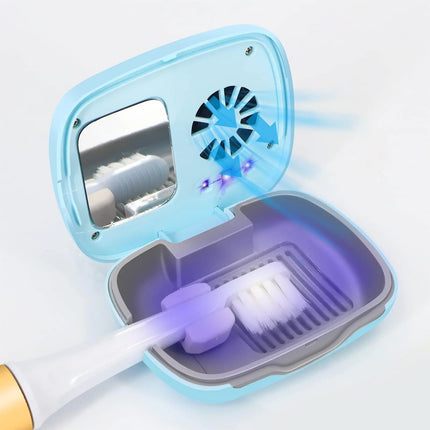 Becoolpet Toothbrush Travel Cover Toothbrush Travel Case With Air Drying Function Rechargeable Portable Toothbrush Travel Container with Holder for Household and Travell Blue - Lamarshop1