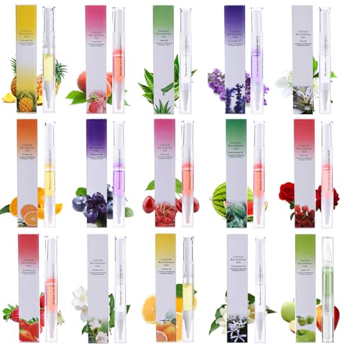ailixinda 15 PCS Cuticle Oil Pens for NailsNail Oil Cuticle PensNail Cuticle Oil Pen Repair Pen Nail Nourishment Polish with VitaminsCuticle Nail Revitalizer Oil Pen with Soft Brush