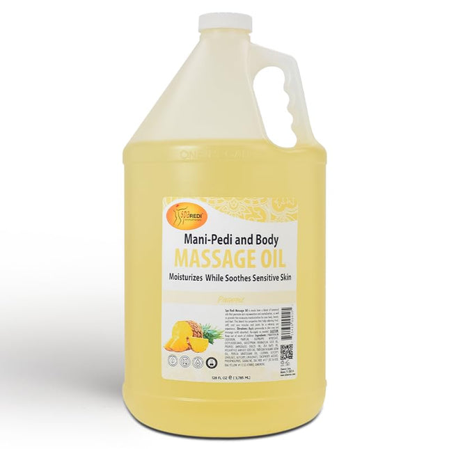 SPA REDI - Massage Oil Pineapple 128 Oz - Professional Pedicure Manicure Full Body Massage Therapy Made with Almond Oil Cotton Seed Oil Sunflower Oil Avocado Oil Essential Oils Vitamin E