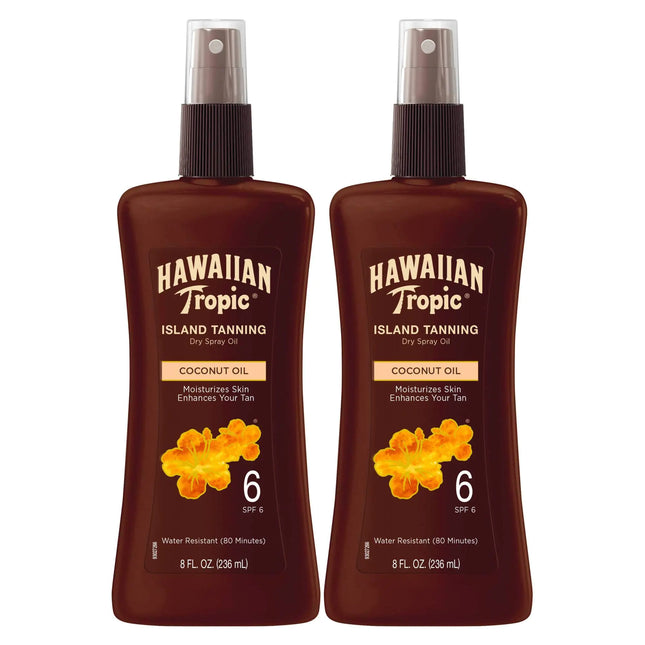 Hawaiian Tropic Island Tanning Oil Spray Sunscreen SPF 6 8oz | Tanning Sunscreen Tanning Oil with SPF Moisturizing Body Oil Hawaiian Tropic Oil Outdoor Tanning Oil 8oz each Twin Pack - Lamarshop1
