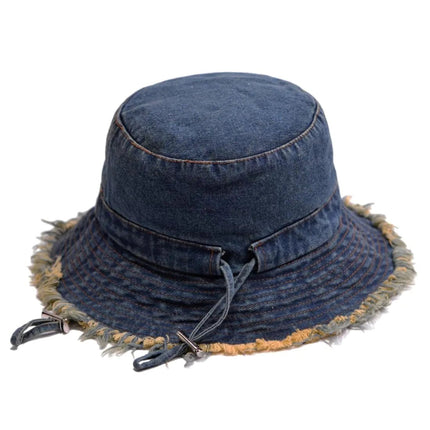 BLUEGLORY Fashion Cotton Denim Distressed Bucket Hat Sun Hat Hat for Men and Women - Lamarshop1