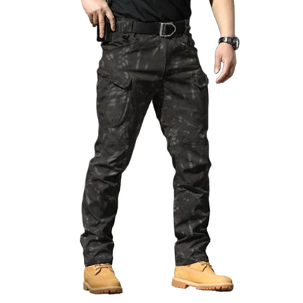 Flexcamo - Tactical Waterproof Pants Flex Camo Cargo Pants for Men Mens Tactical Hiking Pants (Black GreySmall) - Lamarshop1