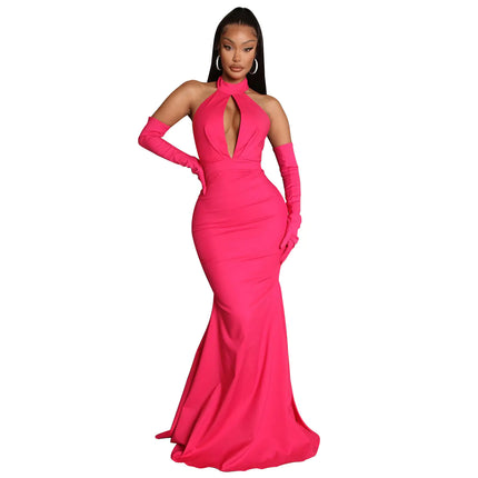 Backless Hollow-out Halter Dress for Women