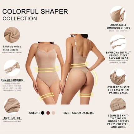 Plus Size Seamless Bodysuit with Thong for Women - Lamarshop1