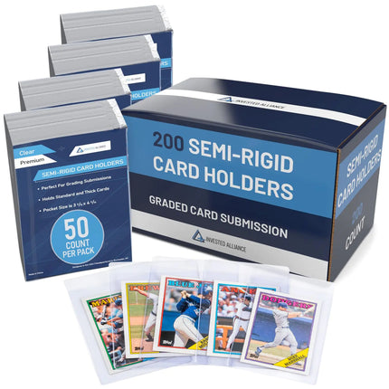 Semi Rigid Card Holder (200 Count) | PSA Graded Card Sleeves PSA Card Holder PSA Sleeves PSA Card Sleeves Sleeve Saver SGC Slab Sleeves 1 Hard Sleeves for Cards Grading Submission BGS CSG. - Lamarshop1