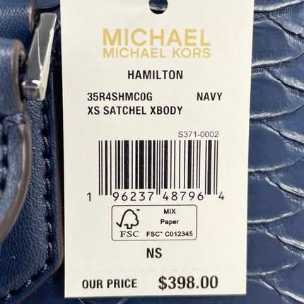 Michael Kors Hamilton XS Navy Snake Satchel Crossbody