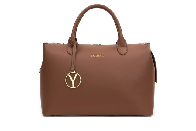 YUUMA Zuri Tote Bag - Baby Bags For Parents - Crossbody Diaper Bag Converts to Backpack - Vegan Leather - 7 Pockets - Ample Storage - Easy Clean - Modern Design - Stay Organized (Cinnamon) - Lamarshop1