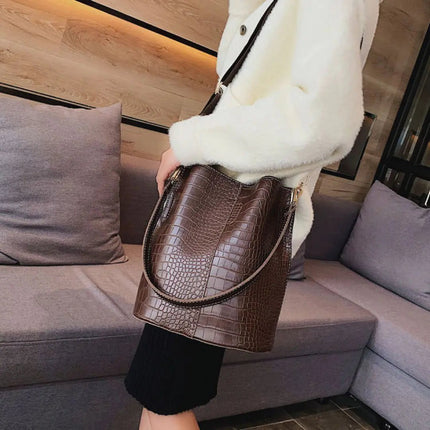 Blake Shoulder Bag - Chocolate Croc - Lamarshop1