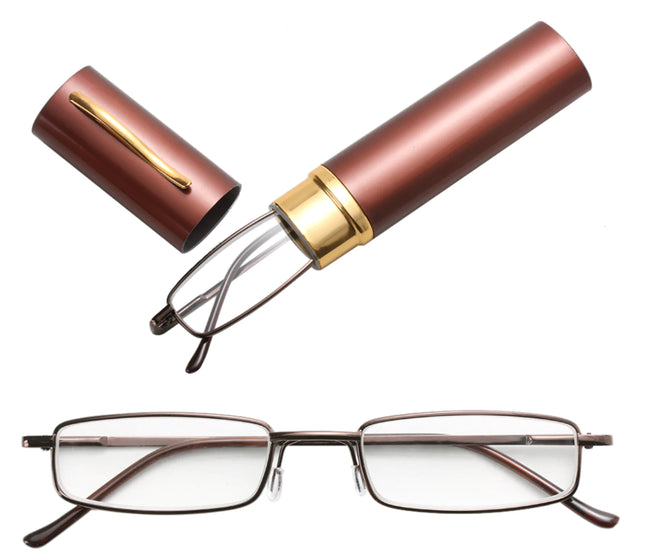 Classic HD Spring Compact Reading Glasses Readers Travel Slim Design with Case - Lamarshop1