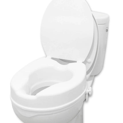 PEPE - Toilet Seat Riser with Lid (4 inch Height) Raised Toilet Seat Toilet Riser for Seniors Toilet Seat Raisers Elevated Toilet Seat White Toilet Booster Seat for Elderly