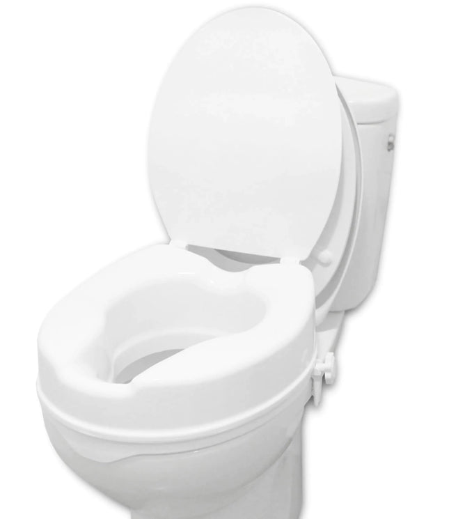 PEPE - Toilet Seat Riser with Lid (4 inch Height) Raised Toilet Seat Toilet Riser for Seniors Toilet Seat Raisers Elevated Toilet Seat White Toilet Booster Seat for Elderly