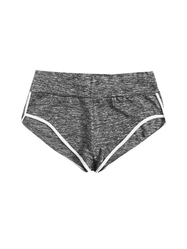 SweatyRocks Womens Sporty Elastic Waist Contrast Binding Booty Workout Biker Shorts Gray M