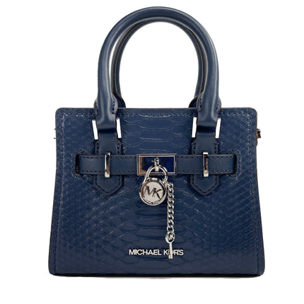 Michael Kors Hamilton XS Navy Snake Satchel Crossbody