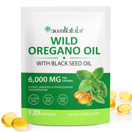 QwsYaay Oil of Oregano Softgels 120 Count Oregano Oil Organic Capsules 2 in 1 6000mg Oil of Oregano with Black Seed Oil 200mg Immune Support Digestive Support & Antioxidant Non - GMO Gluten Free - Lamarshop1