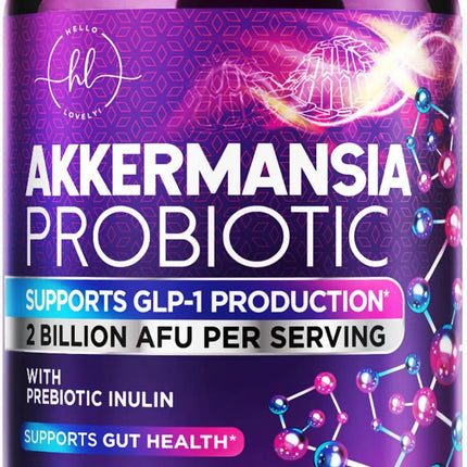 Akkermansia Probiotic Supplement with Prebiotic Inulin Fiber - 2 Billion AFU to Support GLP-1 Production Digestive Health Immune Support - GLP1 Akkermansia Muciniphila Good Gut Health - 120 Capsules