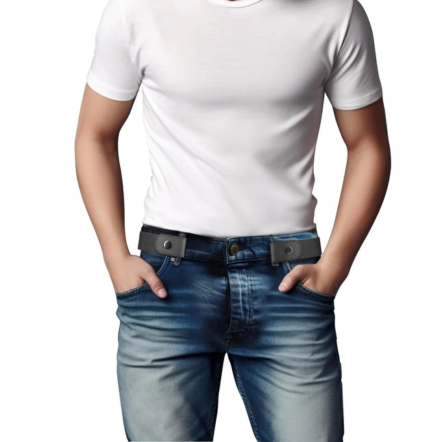 BELTROAD Black No Buckle Mens Blet Elastic Mens Belt Invisible Pant Waist Tightener Stretch Jeans Belt