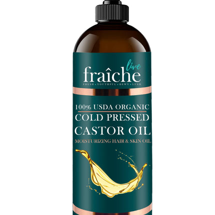 Organic Castor Oil (16oz) - Pure Castor Oil Organic Hexane Free Cold Pressed Unrefined Bottle - Natural Hair Growth Oil for Moisturizing & Healing Dry Skin - Castor Oil for Skin & Hair Treatment Oil