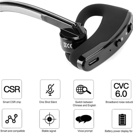 Bluetooth Earpiece Wireless Headset Noise Cancelling Headphones Driver Trucker