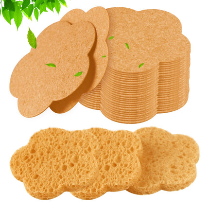 50-Count Facial Sponges Compressed Facial Sponges Natural Facial Cleansing Sponges Pads Cute Flower Shape Exfoliating Sponges for Cleansing ReusableBest Makeup Gift Deep Yellow