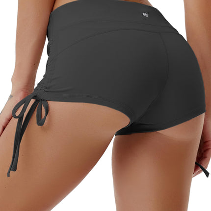 BUBBLELIME Stretch Sexy Booty Yoga Shorts for Women Adjustable Side Ties_SHADOWCHARCOAL XS_BWHB006(1)