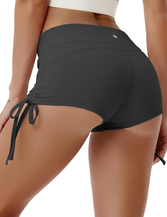 BUBBLELIME Stretch Sexy Booty Yoga Shorts for Women Adjustable Side Ties_SHADOWCHARCOAL XS_BWHB006(1)