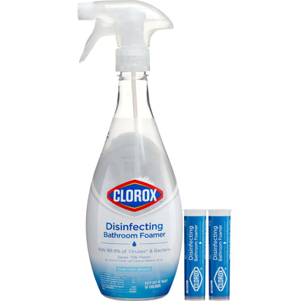 Clorox Disinfecting Bathroom Foamer Starter Kit Household Essentials One Reusable Bottle Plus 2 Refills - Lamarshop1